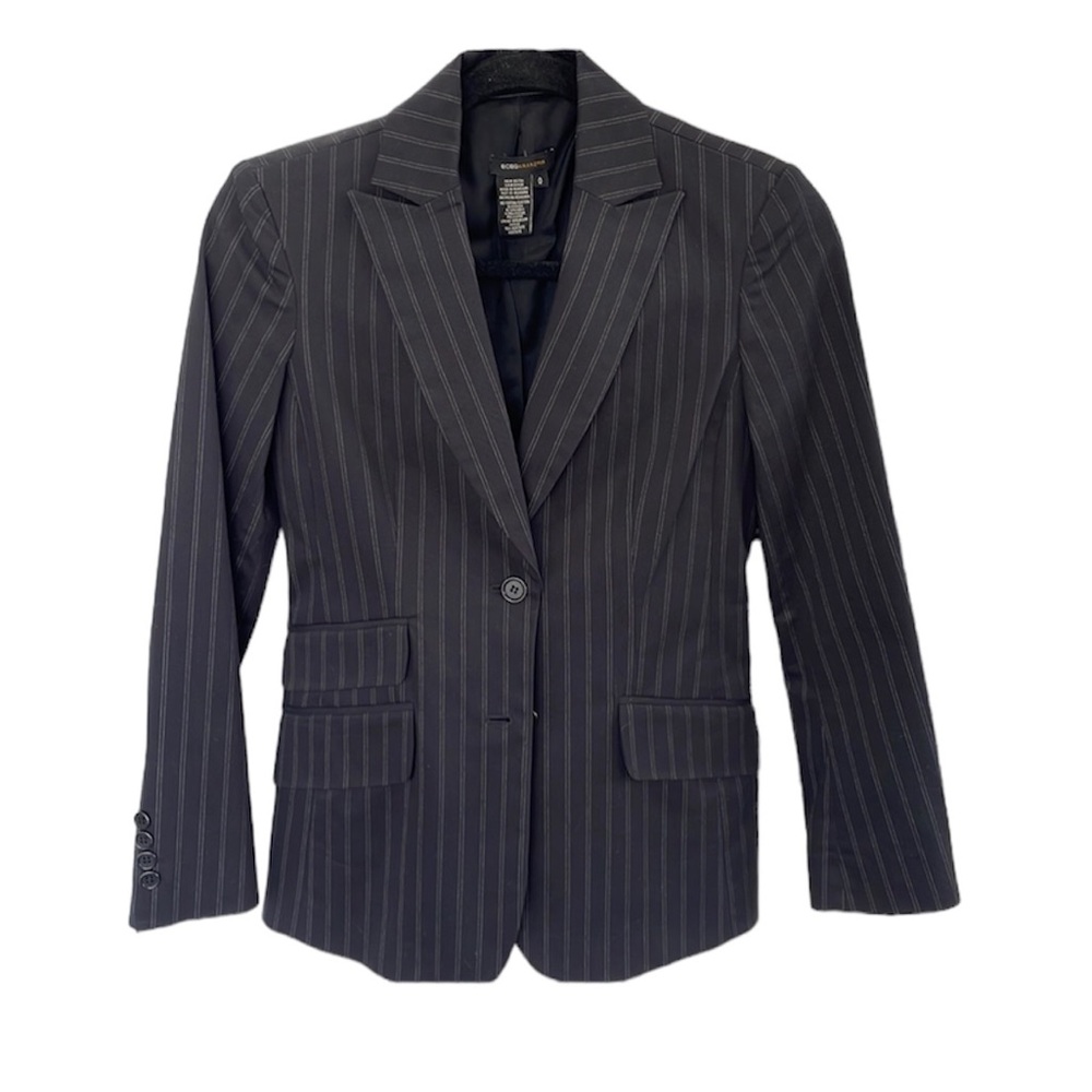 BCBG Maxazria black white pinstripe fitted 90’s work career church blazer XS